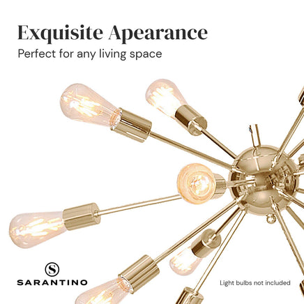 Sarantino 15-Light Sputnik Chandelier in Brass Finish Kings Warehouse