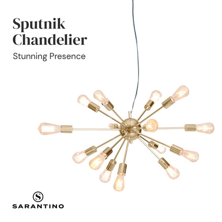 Sarantino 15-Light Sputnik Chandelier in Brass Finish Kings Warehouse