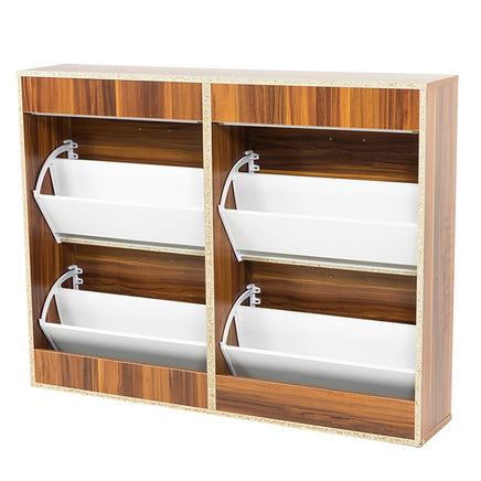 Sarantino 24 Pairs Shoe Cabinet Rack Storage Cupboard Organiser Shelf Walnut Drawers Chest Furniture Kings Warehouse