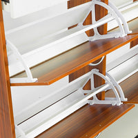 Sarantino 24 Pairs Shoe Cabinet Rack Storage Cupboard Organiser Shelf Walnut Drawers Chest Furniture Kings Warehouse