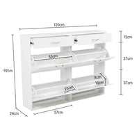 Sarantino 24 Pairs Shoe Cabinet Storage White Drawers Chest 1200 x 240 x 920 in White Furniture Kings Warehouse