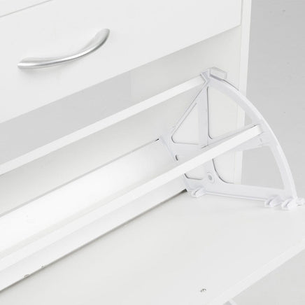 Sarantino 24 Pairs Shoe Cabinet Storage White Drawers Chest 1200 x 240 x 920 in White Furniture Kings Warehouse