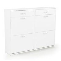 Sarantino 24 Pairs Shoe Cabinet Storage White Drawers Chest 1200 x 240 x 920 in White Furniture Kings Warehouse