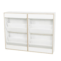 Sarantino 24 Pairs Shoe Cabinet Storage White Drawers Chest 1200 x 240 x 920 in White Furniture Kings Warehouse