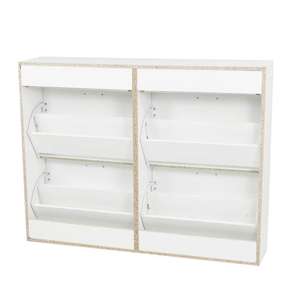 Sarantino 24 Pairs Shoe Cabinet Storage White Drawers Chest 1200 x 240 x 920 in White Furniture Kings Warehouse