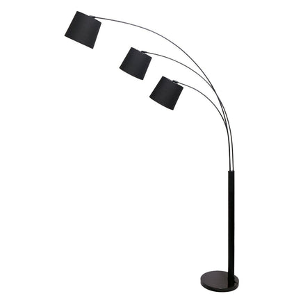 Sarantino 3-Light Arc Floor Lamp Adjustable Black 3 Shades Kings Warehouse