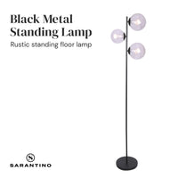 Sarantino 3-Light Black Metal Floor Lamp Kings Warehouse