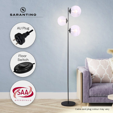 Sarantino 3-Light Black Metal Floor Lamp Kings Warehouse