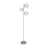 Sarantino 3-Light Gold Metal Floor Lamp with Glass Shades Kings Warehouse