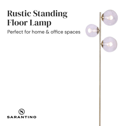 Sarantino 3-Light Gold Metal Floor Lamp with Glass Shades Kings Warehouse
