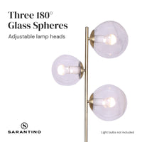 Sarantino 3-Light Gold Metal Floor Lamp with Glass Shades Kings Warehouse