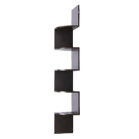 Sarantino 5 Tier Corner Wall Shelf Display Shelves Dvd Book Storage Rack Floating Mounted - Dark Brown Kings Warehouse