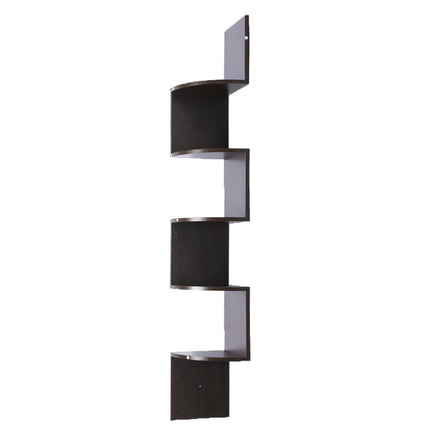 Sarantino 5 Tier Corner Wall Shelf Display Shelves Dvd Book Storage Rack Floating Mounted - Dark Brown Kings Warehouse