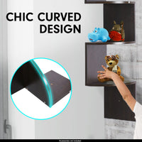 Sarantino 5 Tier Corner Wall Shelf Display Shelves Dvd Book Storage Rack Floating Mounted - Dark Brown Kings Warehouse