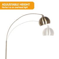 Sarantino Arc Floor Lamp Antique Brass Finish with Marble Base Kings Warehouse