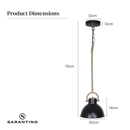 Sarantino Black and Gold Pendant Light Kings Warehouse