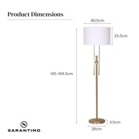 Sarantino Brushed Gold Height-Adjustable Metal Floor Lamp Kings Warehouse