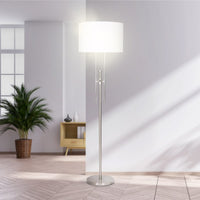 Sarantino Brushed Nickel Height-Adjustable Metal Floor Lamp Kings Warehouse
