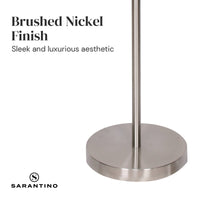 Sarantino Brushed Nickel Height-Adjustable Metal Floor Lamp Kings Warehouse