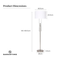 Sarantino Brushed Nickel Height-Adjustable Metal Floor Lamp Kings Warehouse