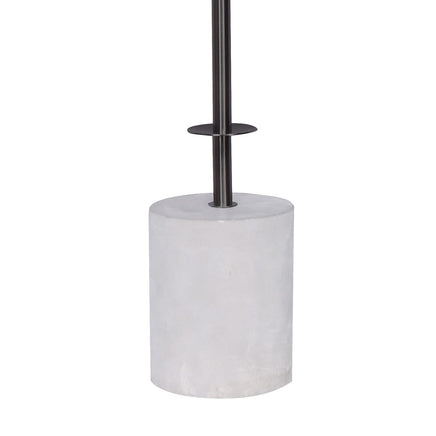 Sarantino Concrete & Metal Table Lamp with Ghost-White Linen Drum Shade Home & Garden Kings Warehouse