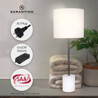 Sarantino Concrete & Metal Table Lamp with Ghost-White Linen Drum Shade Home & Garden Kings Warehouse