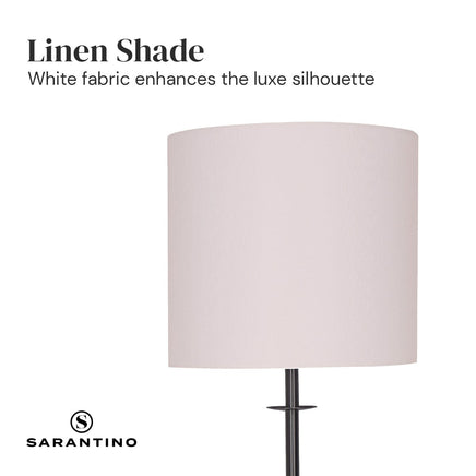 Sarantino Concrete & Metal Table Lamp with Ghost-White Linen Drum Shade Home & Garden Kings Warehouse