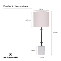 Sarantino Concrete & Metal Table Lamp with Ghost-White Linen Drum Shade Home & Garden Kings Warehouse