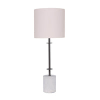 Sarantino Concrete & Metal Table Lamp with Ghost-White Linen Drum Shade Home & Garden Kings Warehouse
