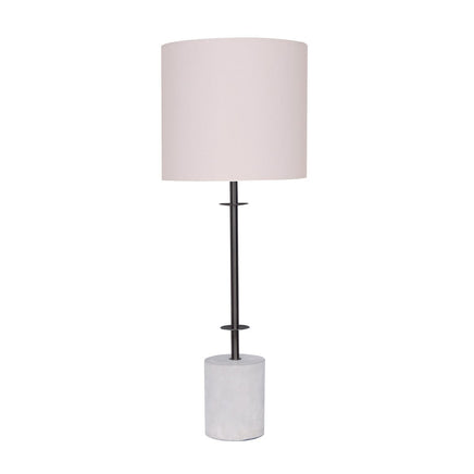 Sarantino Concrete & Metal Table Lamp with Ghost-White Linen Drum Shade Home & Garden Kings Warehouse