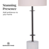 Sarantino Concrete & Metal Table Lamp with Ghost-White Linen Drum Shade Home & Garden Kings Warehouse