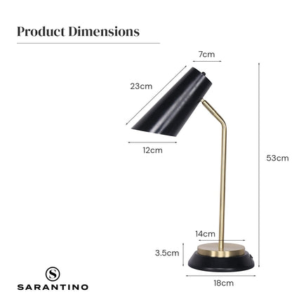 Sarantino Electric Reading Light Table Lamp Brass Finish - Black Kings Warehouse
