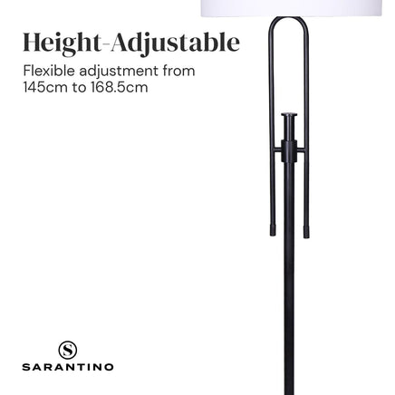 Sarantino Height-Adjustable Metal Floor Lamp Matte Black Kings Warehouse