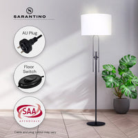 Sarantino Height-Adjustable Metal Floor Lamp Matte Black Kings Warehouse