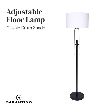 Sarantino Height-Adjustable Metal Floor Lamp Matte Black Kings Warehouse