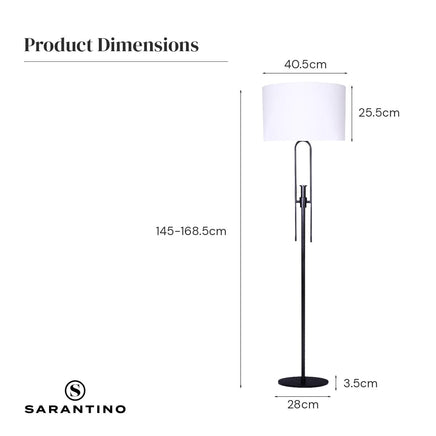 Sarantino Height-Adjustable Metal Floor Lamp Matte Black Kings Warehouse