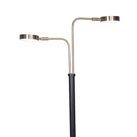 Sarantino LED Metal Floor Lamp with 2 Lights in Brushed Gold and Black Finish Kings Warehouse