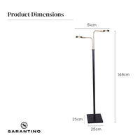 Sarantino LED Metal Floor Lamp with 2 Lights in Brushed Gold and Black Finish Kings Warehouse