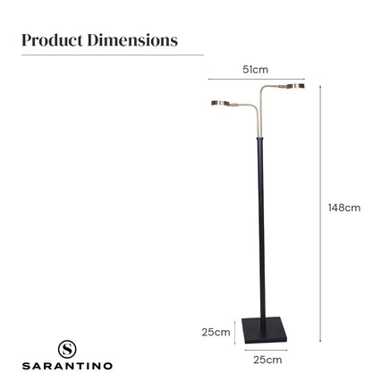 Sarantino LED Metal Floor Lamp with 2 Lights in Brushed Gold and Black Finish Kings Warehouse