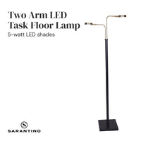 Sarantino LED Metal Floor Lamp with 2 Lights in Brushed Gold and Black Finish Kings Warehouse