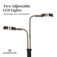 Sarantino LED Metal Table Lamp with 2 Lights Brushed Gold Black Finish Kings Warehouse