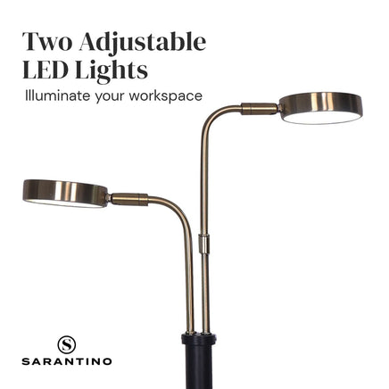 Sarantino LED Metal Table Lamp with 2 Lights Brushed Gold Black Finish Kings Warehouse