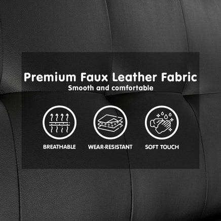 Sarantino Madison Faux Leather Sofa Bed Lounge Couch Futon Furniture Home Suite - Black Kings Warehouse