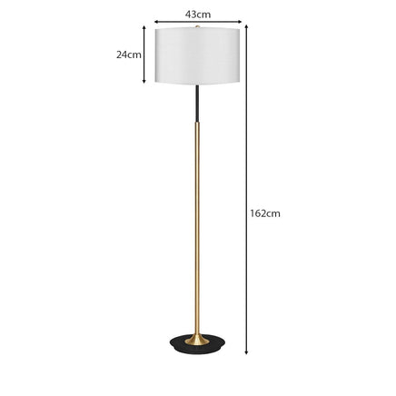 Sarantino Metal Floor Lamp Brushed Brass Finish with White Shade Kings Warehouse