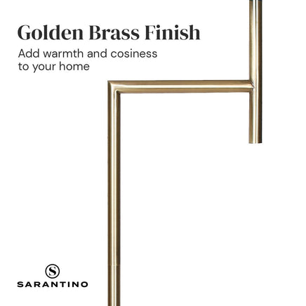 Sarantino Metal Floor Lamp in Antique Brass Finish with Cream Linen Fabric Shade Kings Warehouse