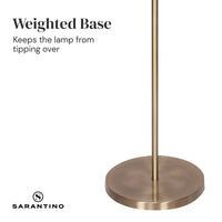 Sarantino Metal Floor Lamp in Antique Brass Finish with Cream Linen Fabric Shade Kings Warehouse