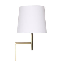 Sarantino Metal Floor Lamp in Antique Brass Finish with Cream Linen Fabric Shade Kings Warehouse