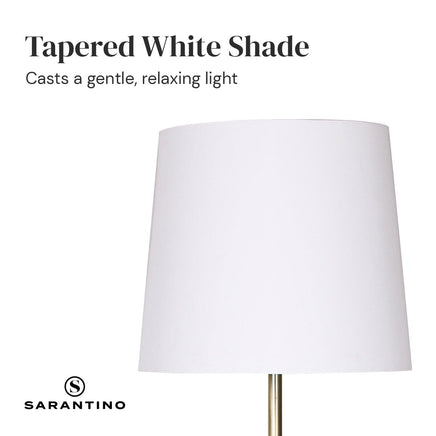 Sarantino Metal Floor Lamp in Antique Brass Finish with Cream Linen Fabric Shade Kings Warehouse