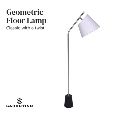 Sarantino Metal Floor Lamp Nickel Finish with Black Marble Base Kings Warehouse