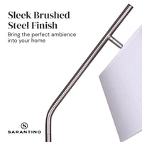 Sarantino Metal Floor Lamp Nickel Finish with Black Marble Base Kings Warehouse